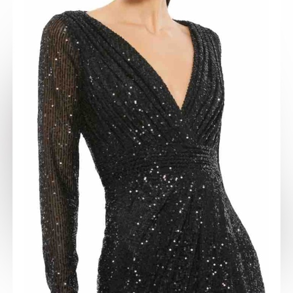 Ieena for Mac Duggal Gown Style 26490 Sequined Black Size 12 New With Tags - Picture 3 of 11